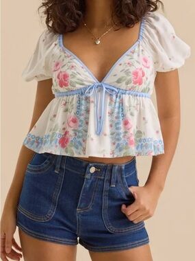 ISO Bea Puff Sleeve Patchwork Top